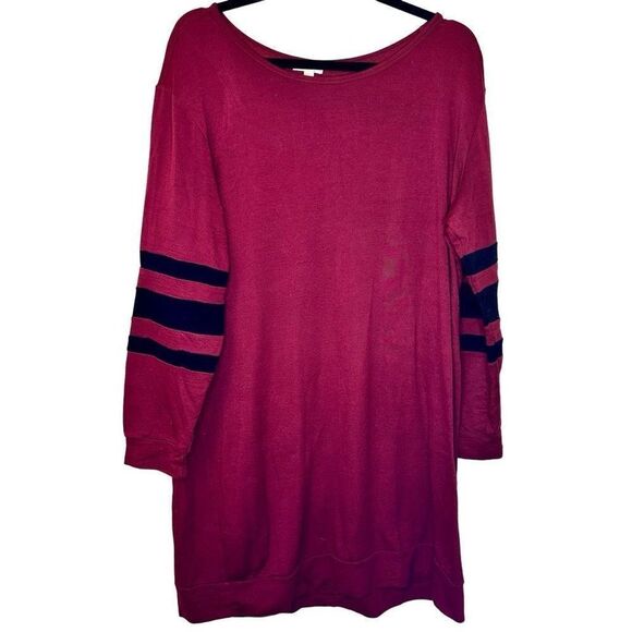 Charming Charlie Long Sleeves Striped Pullover Boat Neck Shift Dress Size XL - Picture 1 of 4